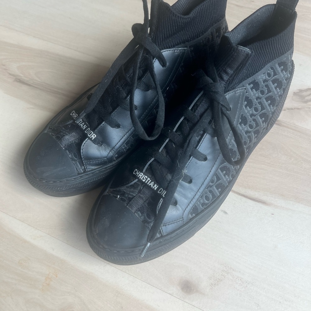 Dior Black High-Top Monogram Sock Sneakers .